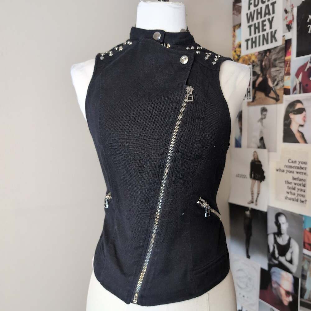 Studded Asymmetric Moto Vest Gothic